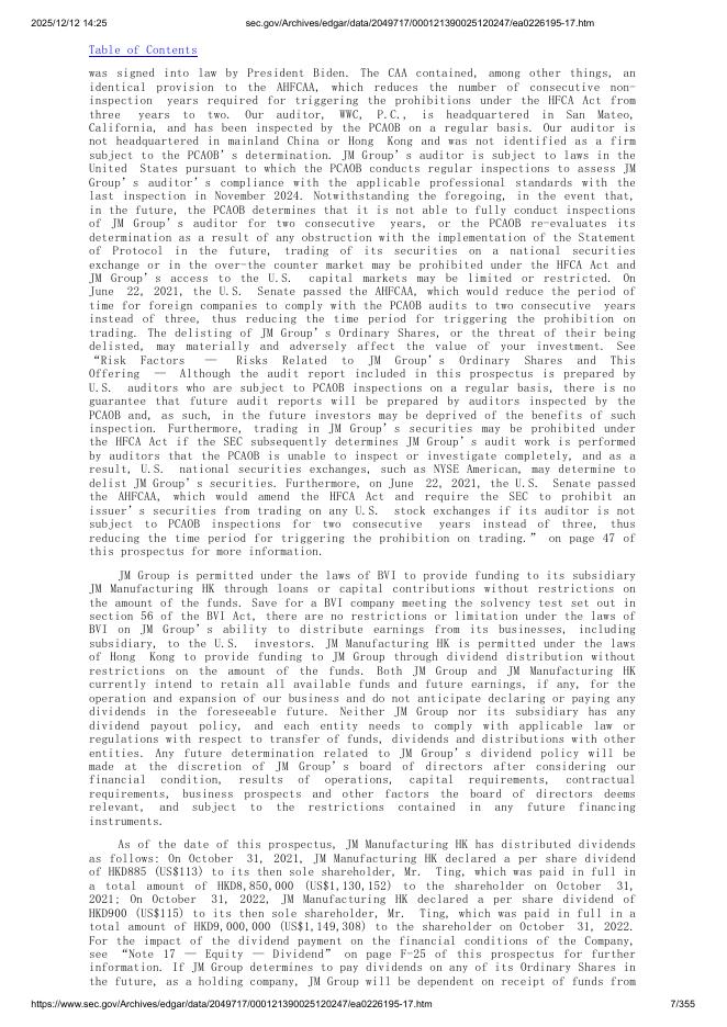 JM Group Limited纽约证券交易所IPO上市招股说明书_第7页