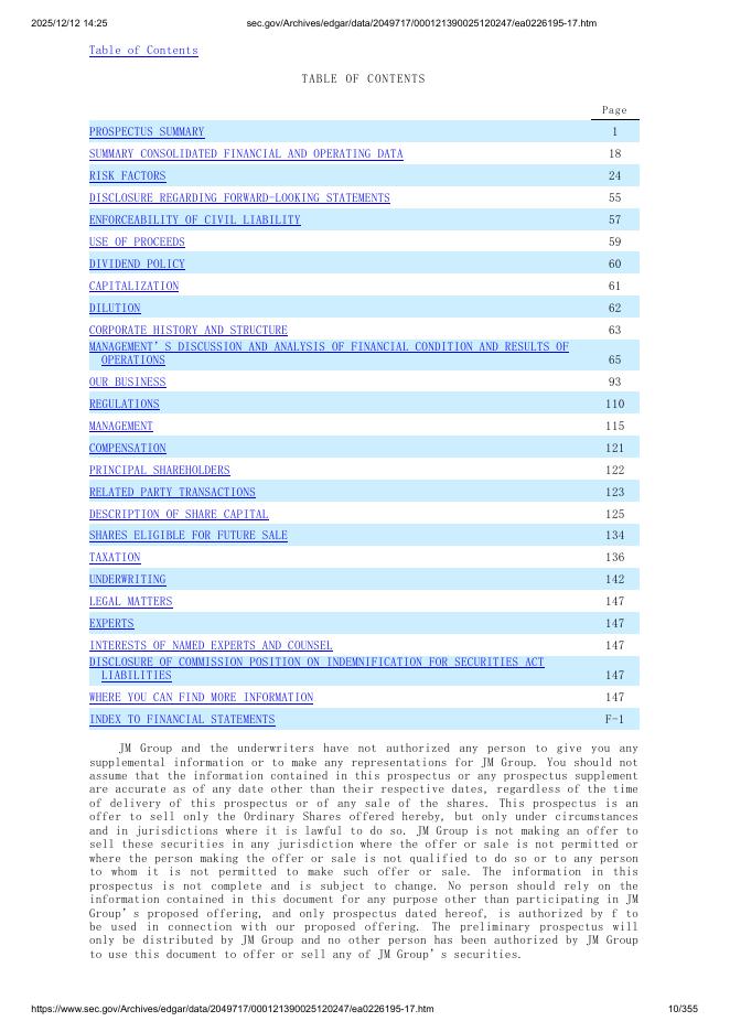 JM Group Limited纽约证券交易所IPO上市招股说明书_第10页