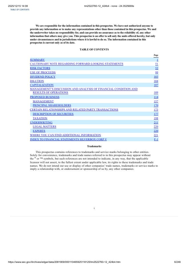 SilverBox Corp V纽约证券交易所IPO上市招股说明书_第6页
