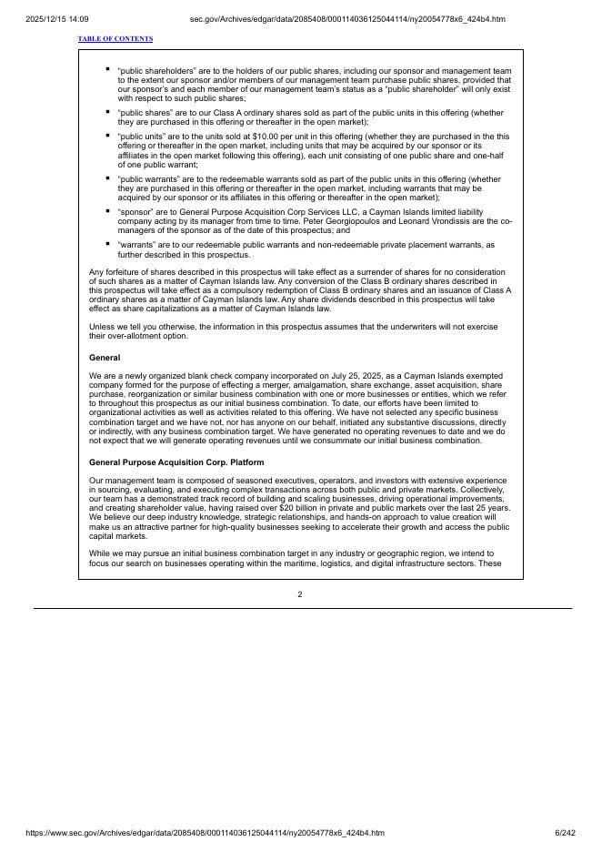 General Purpose Acquisition Corp.美股纳斯达克IPO上市招股说明书_第6页