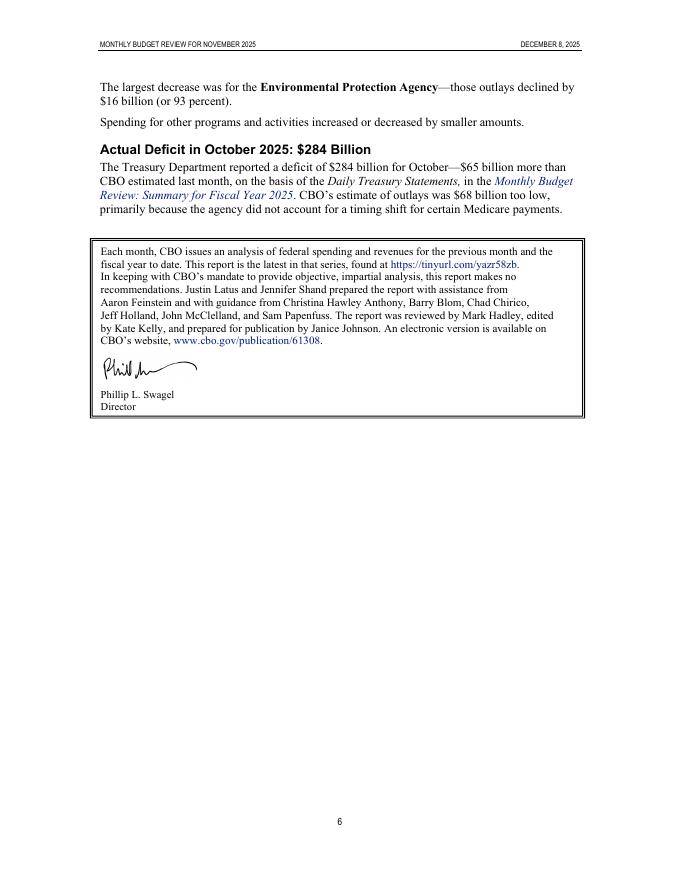 国会预算办公室：2025年11月月度预算审查报告（英文版）_第6页