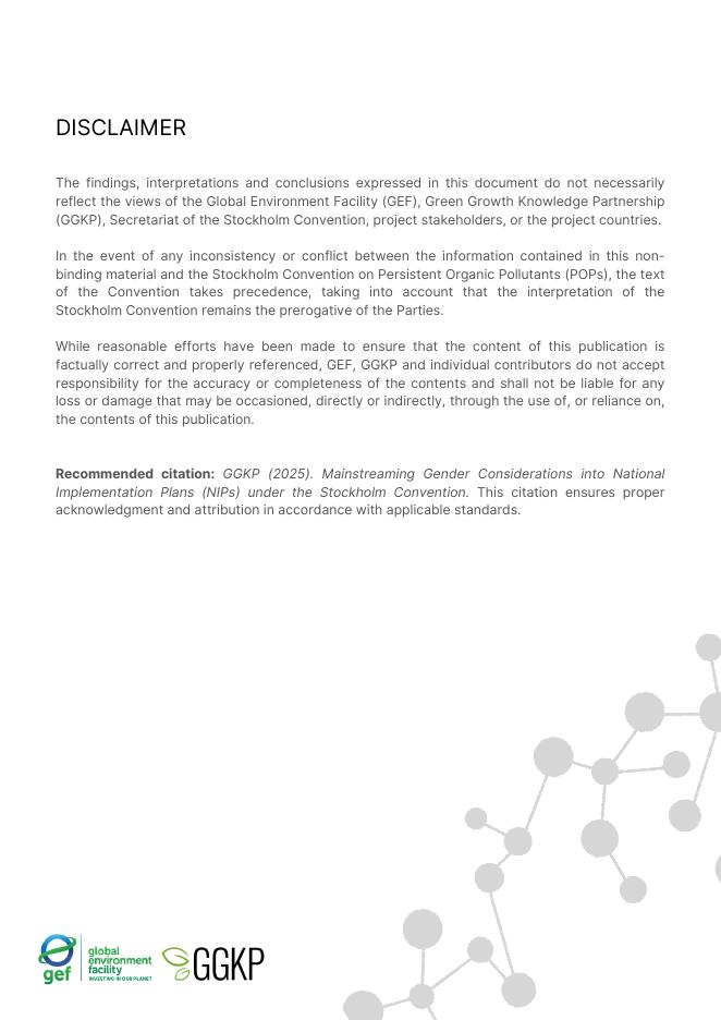 绿色增长知识合作伙伴 (GGKP)：2025年根据斯德哥尔摩公约将性别考虑纳入国家实施计划（NIPs）的主流化报告（英文版）_第2页