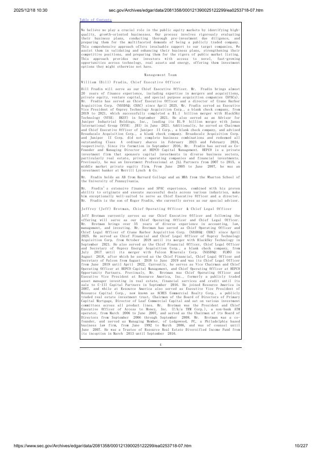 Crane Harbor Acquisition Corp. II美股纳斯达克IPO上市招股说明书_第10页