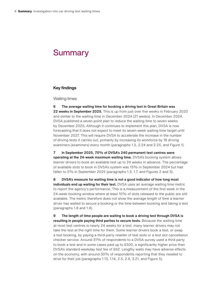 英国国家审计署：2025年对汽车驾驶考试等待时间的调查报告（英文版）_第8页