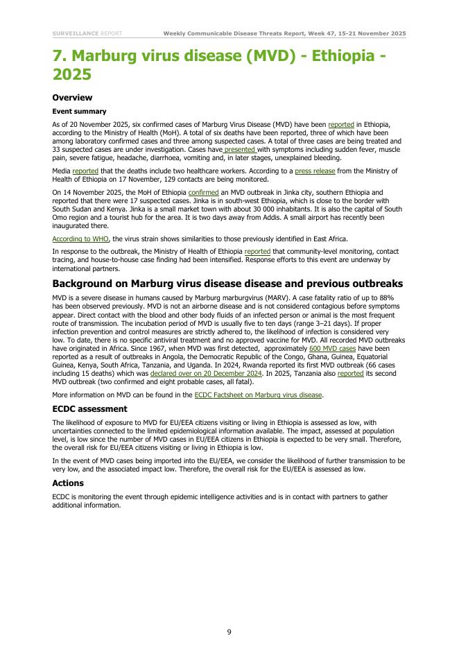 欧洲疾控中心：传染病威胁报告（2025年11月15日至21日，第47周）（英文版）_第9页