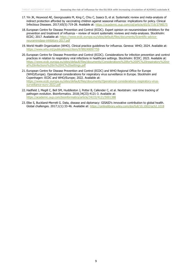 欧洲疾控中心：2025年评估欧盟/欧洲经济区流感风险，在A（H3N2）亚型K的传播增加的背景下报告（英文版）_第9页