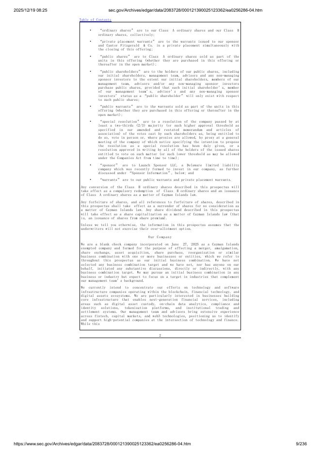 Launchpad Cadenza Acquisition Corp I美股纳斯达克IPO上市招股说明书_第9页