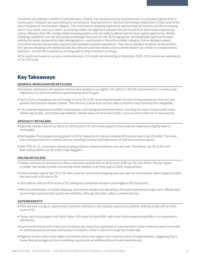 ACSI：2025年美国零售与消费者物流满意度报告（英文版）_第2页