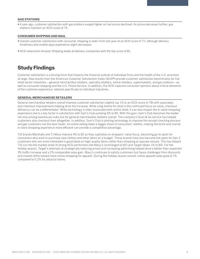 ACSI：2025年美国零售与消费者物流满意度报告（英文版）_第3页