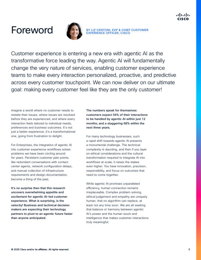 CISCO：2025年奔向代理式未来：代理式AI将如何变革客户体验报告（英文版）_第3页