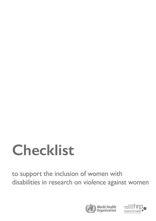 WHO世界卫生组织：2025年支持残障女性参与女性暴力研究的清单报告（英文版）_第3页