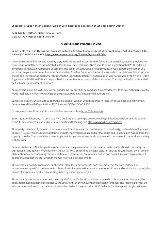 WHO世界卫生组织：2025年支持残障女性参与女性暴力研究的清单报告（英文版）_第4页
