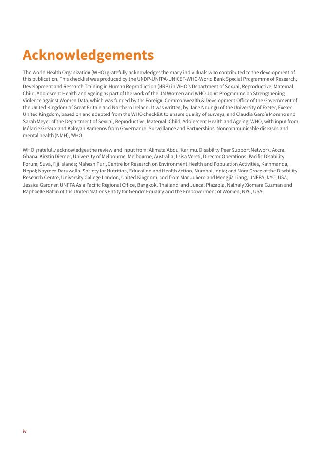WHO世界卫生组织：2025年支持残障女性参与女性暴力研究的清单报告（英文版）_第6页
