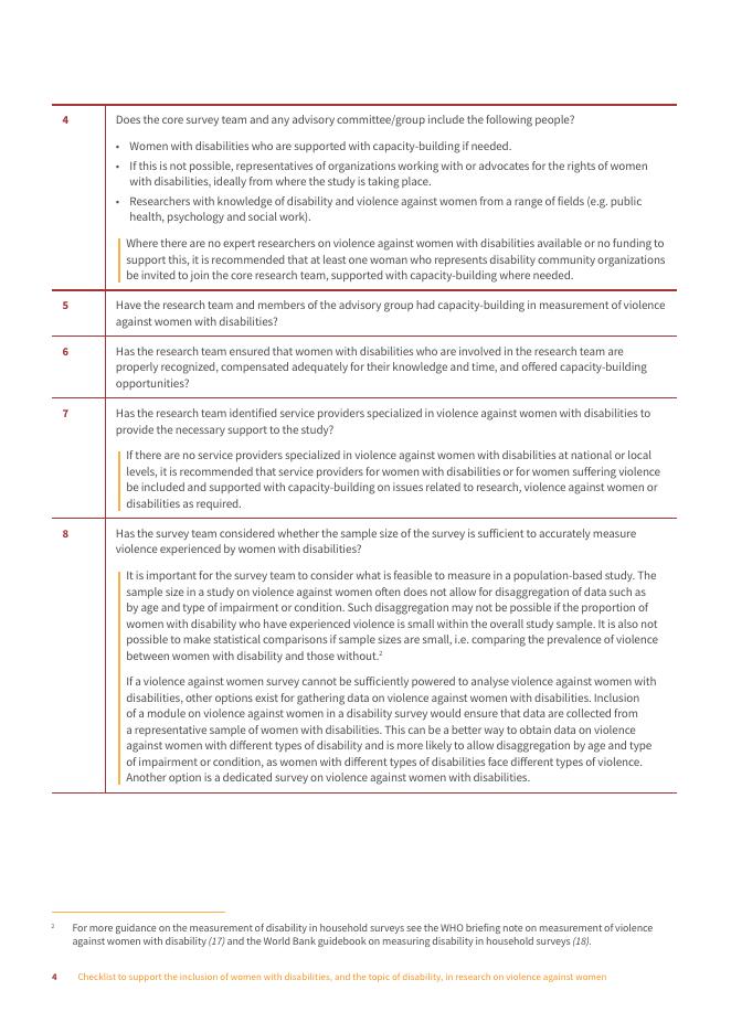 WHO世界卫生组织：2025年支持残障女性参与女性暴力研究的清单报告（英文版）_第10页