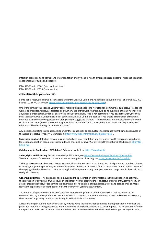 WHO世界卫生组织：2025年感染预防与控制及健康紧急情况下的水、卫生设施与卫生应对行动能力报告：用户指南和检查清单（英文版）_第3页