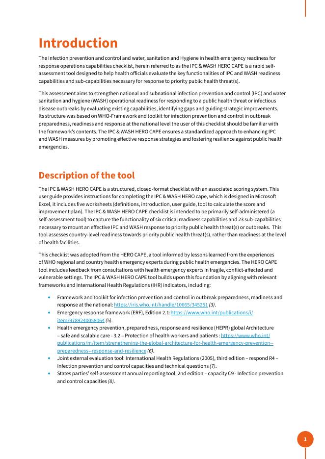 WHO世界卫生组织：2025年感染预防与控制及健康紧急情况下的水、卫生设施与卫生应对行动能力报告：用户指南和检查清单（英文版）_第10页