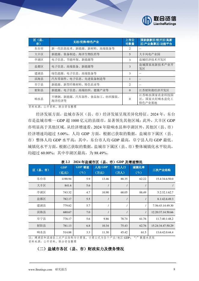 联合资信：2025年地方政府与城投企业债务风险研究报告-盐城市_第8页