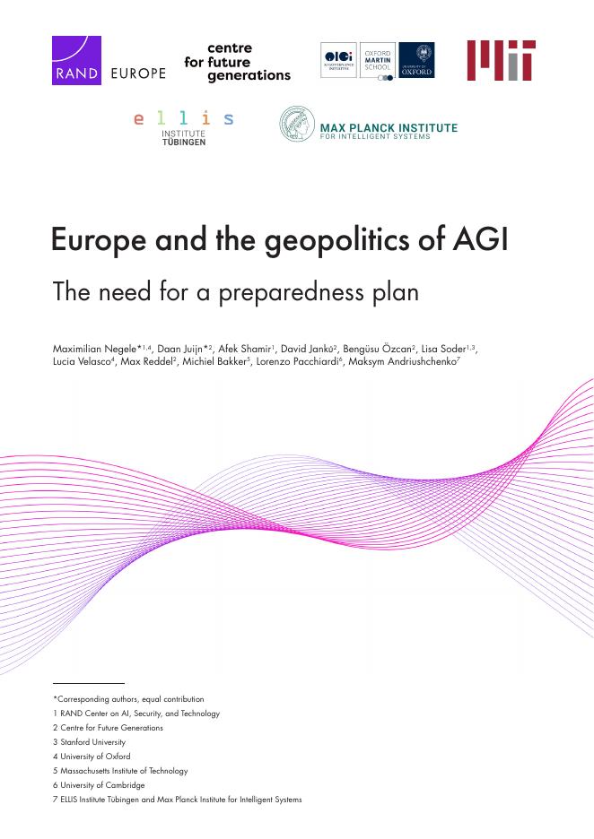 Rand兰德：2025年欧洲与AGI的地缘政治：制定备灾计划的必要性报告（英文版）海报