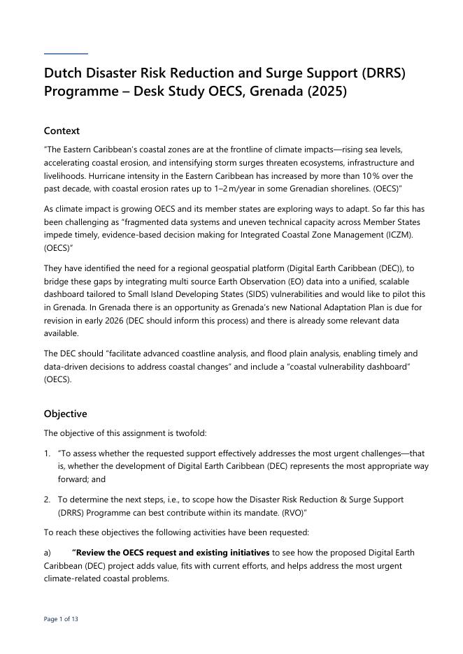 荷兰企业局（RVO）：2025年荷兰灾害风险减少和紧急支持（DRRS）项目-OECS、格林纳达桌面研究报告（英文版）海报