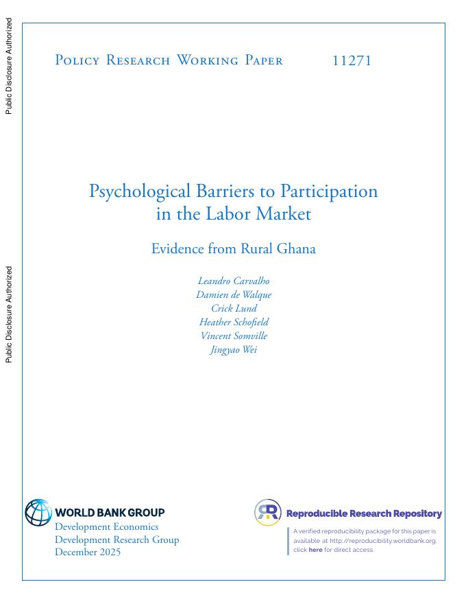 世界银行：参与劳动力市场的心理障碍：来自加纳农村的证据（英文版）