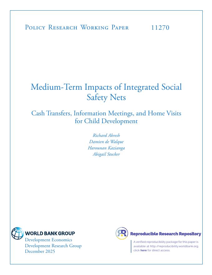 世界银行：综合社会安全网的中期影响：现金转移、信息会议和家访促进儿童发展（英文版）