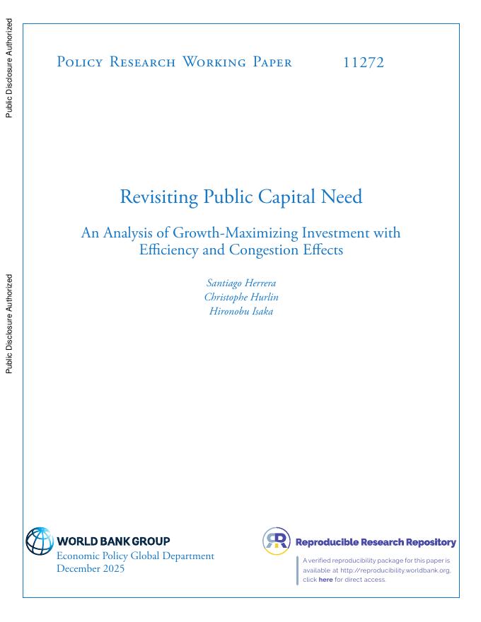 世界银行：重新审视公共资本需求：基于效率和拥堵效应的增长最大化投资分析（英文版）
