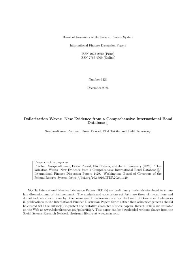 美联储：美元化浪潮：来自综合国际债券数据库的新证据（英文版）