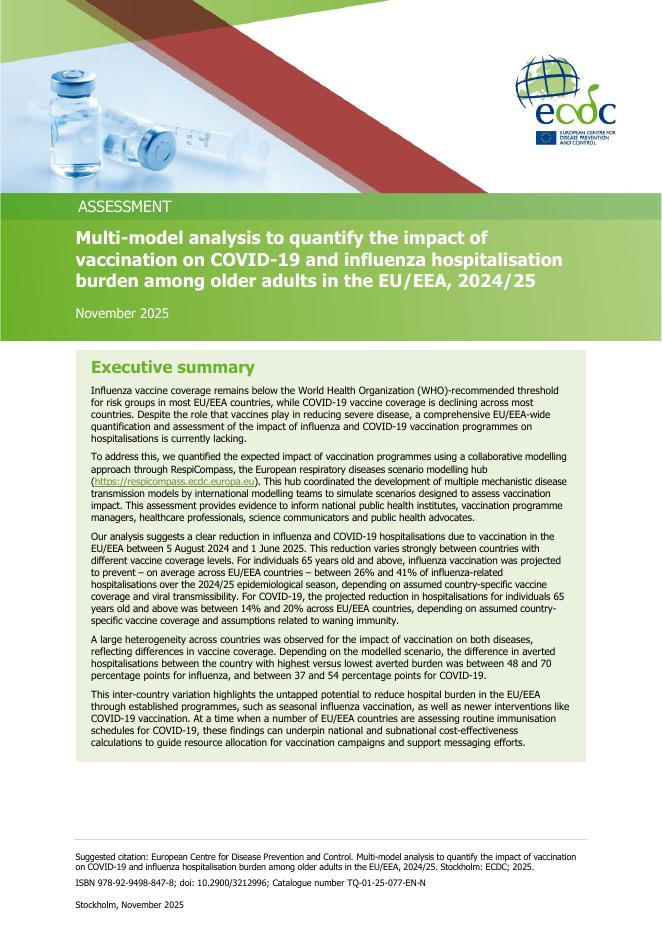 欧洲疾控中心：2025年量化疫苗接种对欧盟/欧洲经济区老年人新冠肺炎和流感住院负担影响的多模型分析报告（英文版）海报