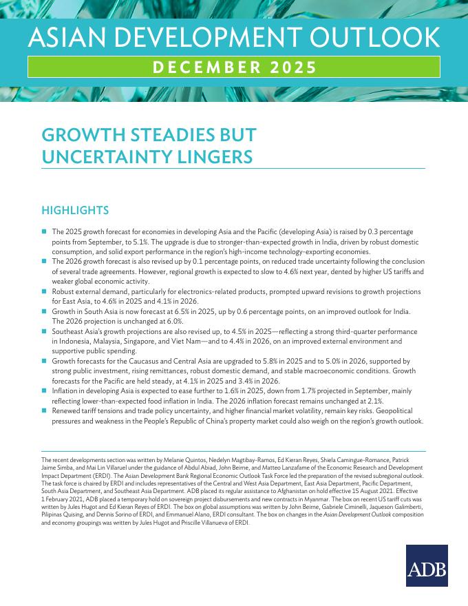 ADB亚洲开发银行：2025年12月亚洲发展展望报告（英文版）