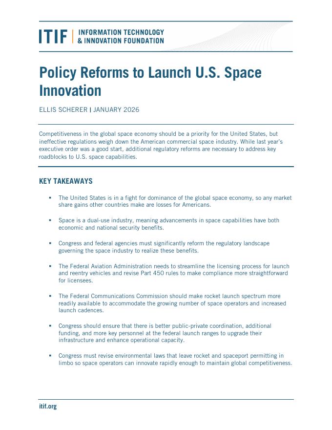 ITIF：2026年政策改革推动美国太空创新报告（英文版）海报