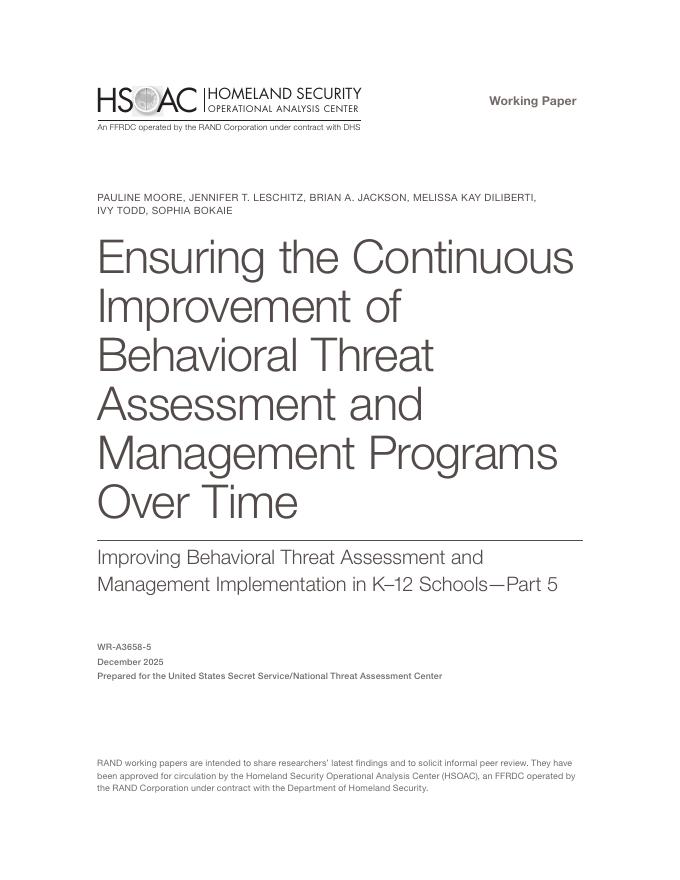 Rand兰德：2025年确保行为威胁评估与管理方案随时间持续改进报告（英文版）海报