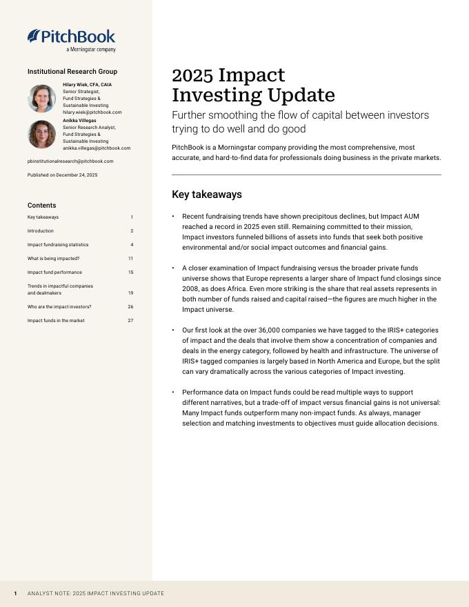 PitchBook：2025年影响力投资最新动态报告（英文版）海报