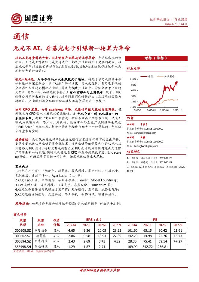 国盛证券：通信行业深度：无光不AI，硅基光电子引爆新一轮算力革命海报