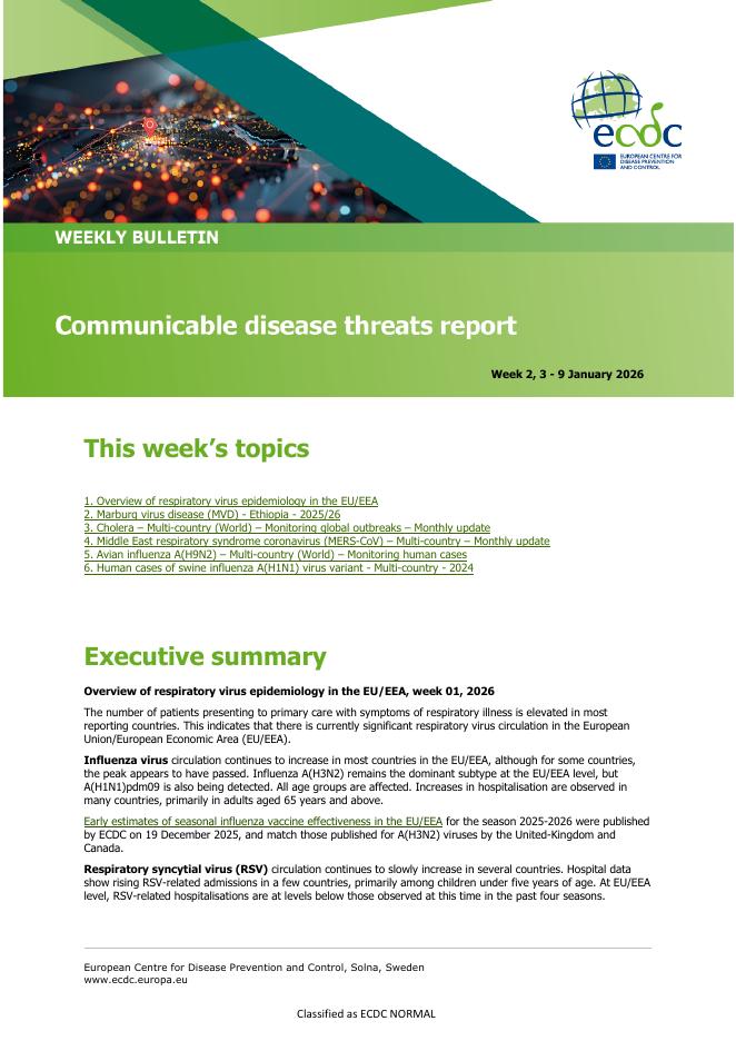 欧洲疾控中心：传染病威胁报告（2026年1月9日 第2-3周）（英文版）海报