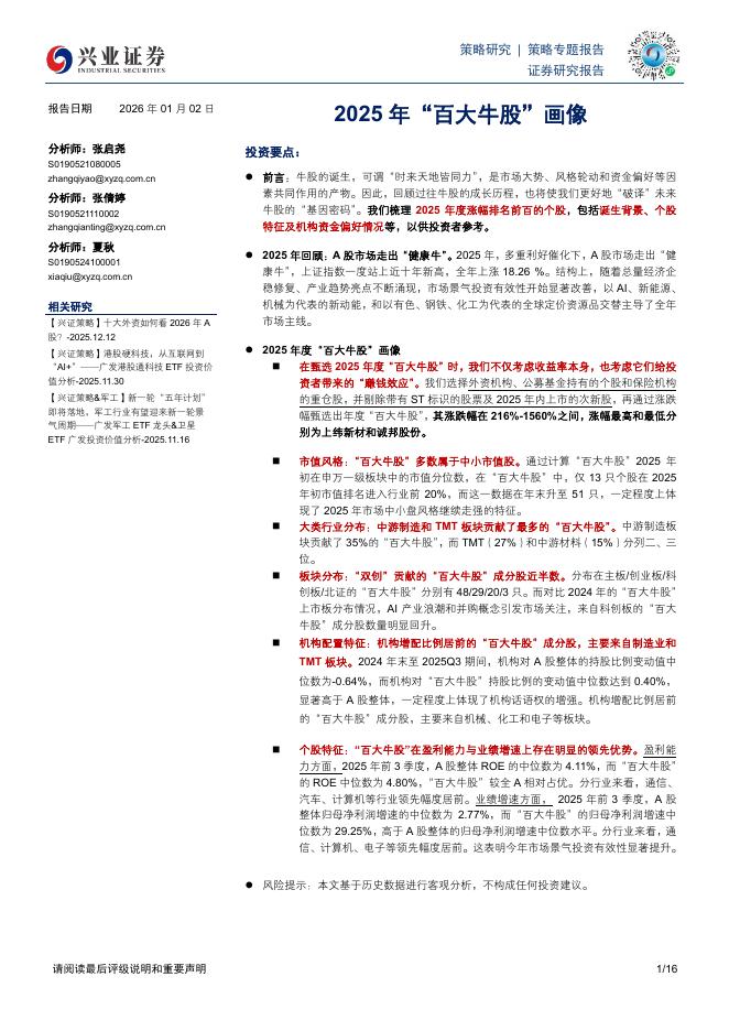 兴业证券：2025年“百大牛股”画像海报