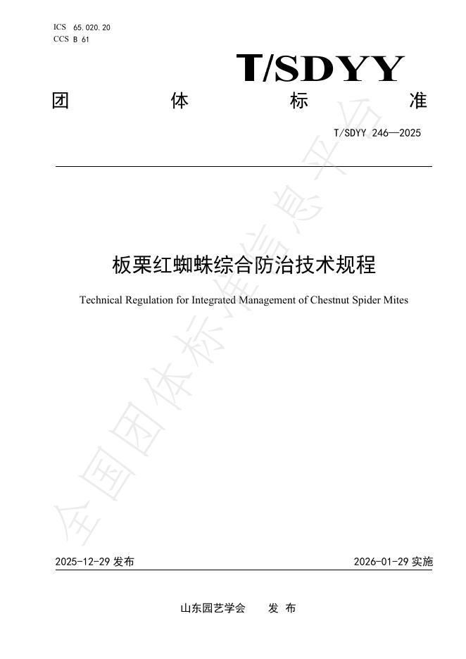 T/SDYY 246-2025 板栗红蜘蛛综合防治技术规程