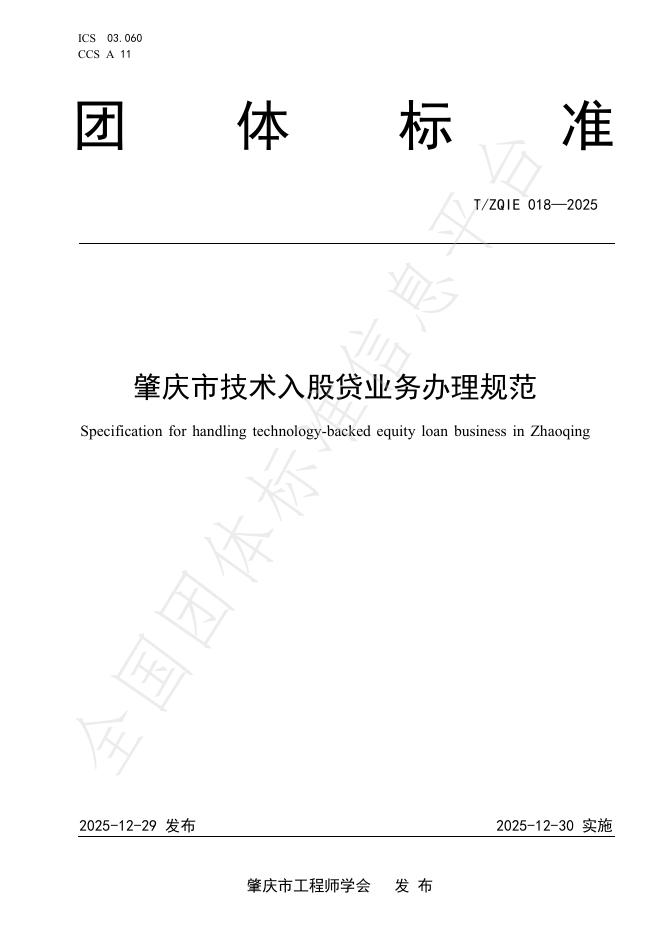 T/ZQIE 018-2025 肇庆市技术入股贷业务办理规范