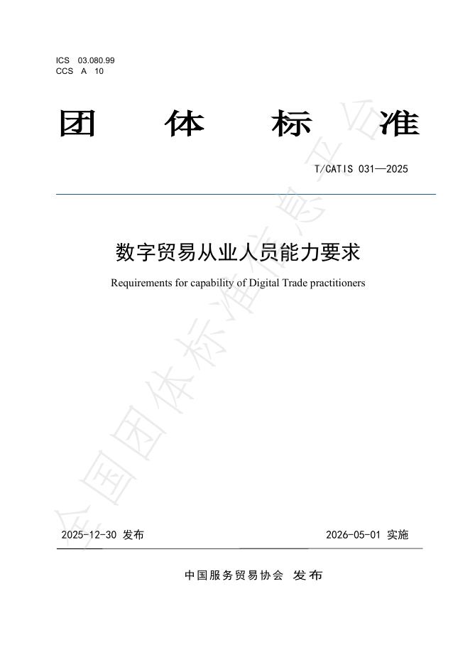 T/CATIS 031-2025 数字贸易从业人员能力要求