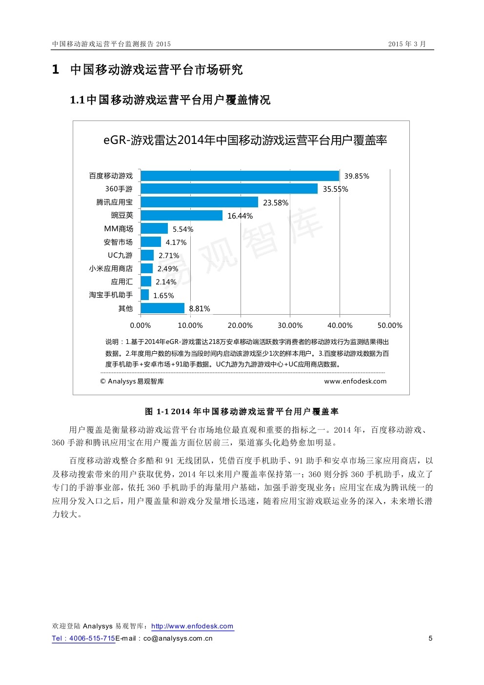 易观智库：2015中国移动游戏运营平台监测报告