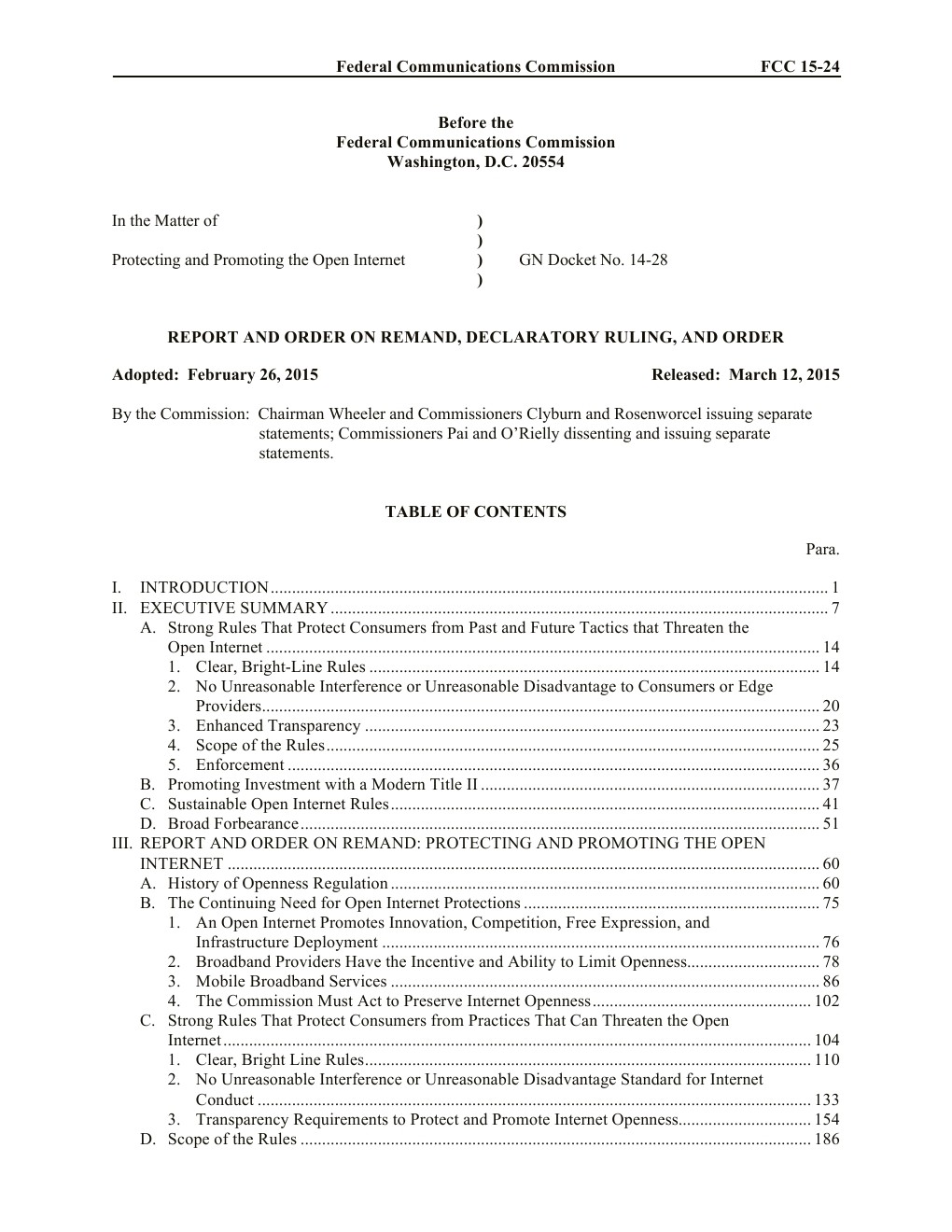 美国联邦通讯委员会 FCC：2015《网络中立》新规（英文版）