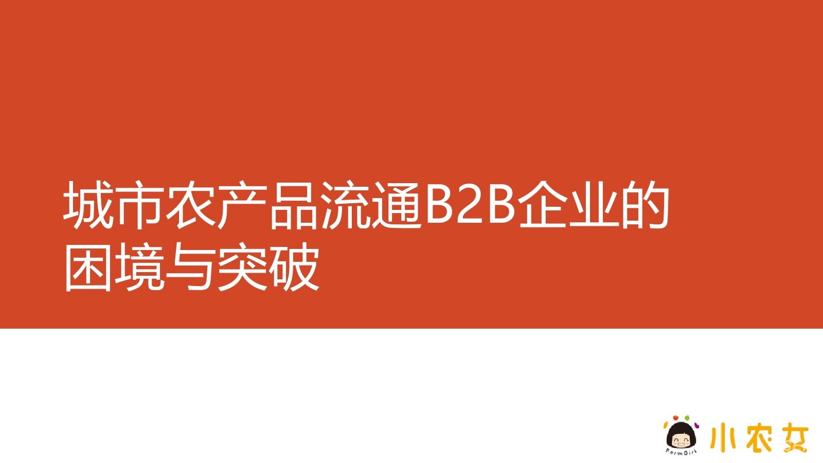 小农女 案例：城市农产品流通B2B企业的困境与突破