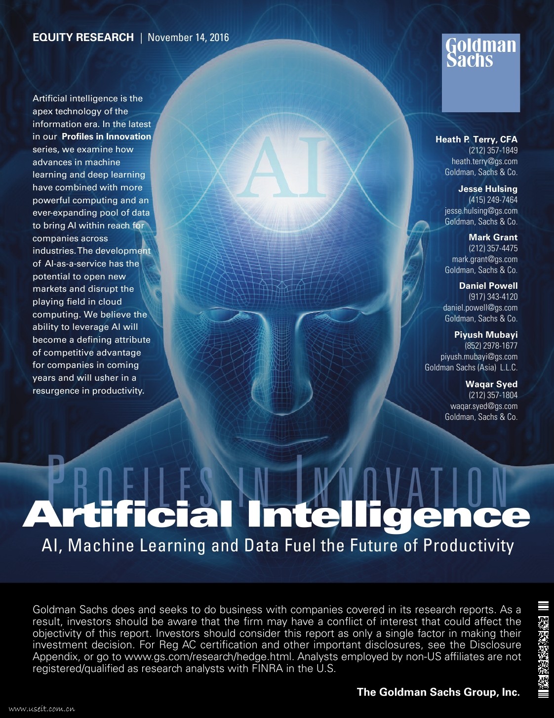 高盛：2016<em>人工智能</em>(AI)生态报告（英文版） 海报