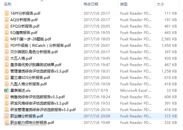 企业人才测评--专业分析报告示例(17+1 工具包)