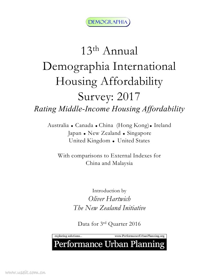Demographia：2017年国际房价负担能力调查报告（英文版）