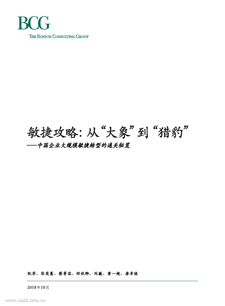 波士顿咨询：敏捷攻略：从“大象”到“猎豹”--中国企业大规模敏捷转型的通关秘笈