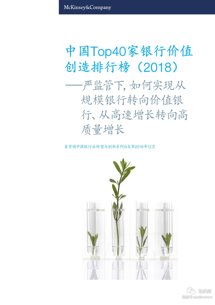 麦肯锡：中国Top 40家银行价值创造排行榜（2018）