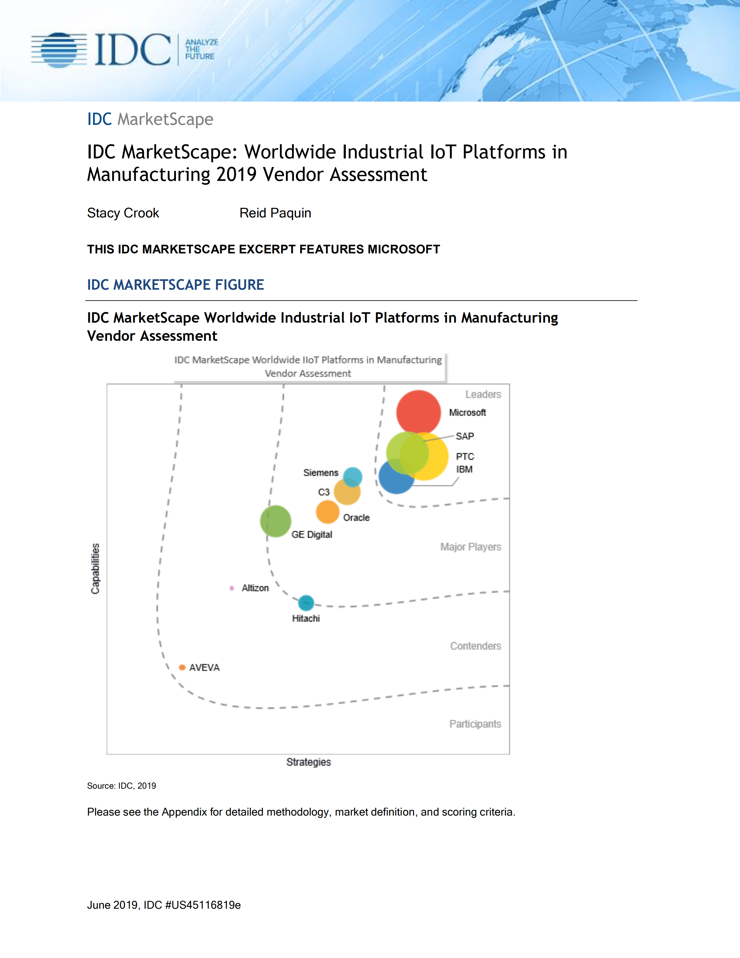 IDC 最近发布了 2019 版《能源和制造业工业物联网供应商评估报告》