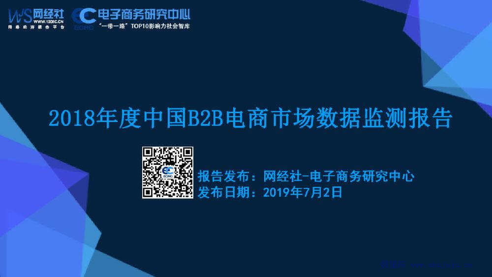 电子商务研究中心：2018年度中国B2B电商市场数据监测报告海报