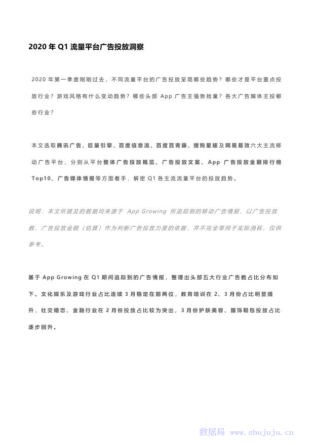 有米科技：2020年Q1流量平台广告投放洞察