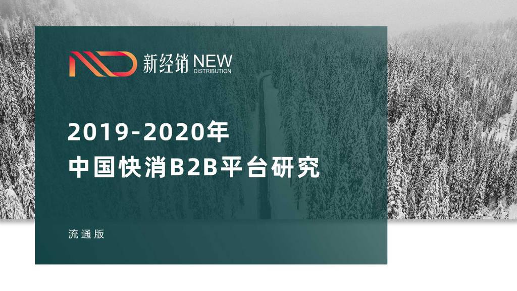 新经销：2019-2020中国快消B2B平台研究